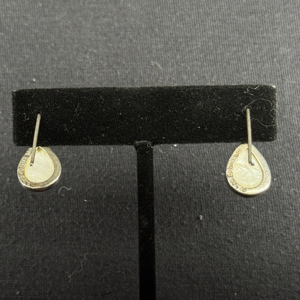 Estate Sterling Silver Earrings Mother Of Pearl Drop 925 Su
