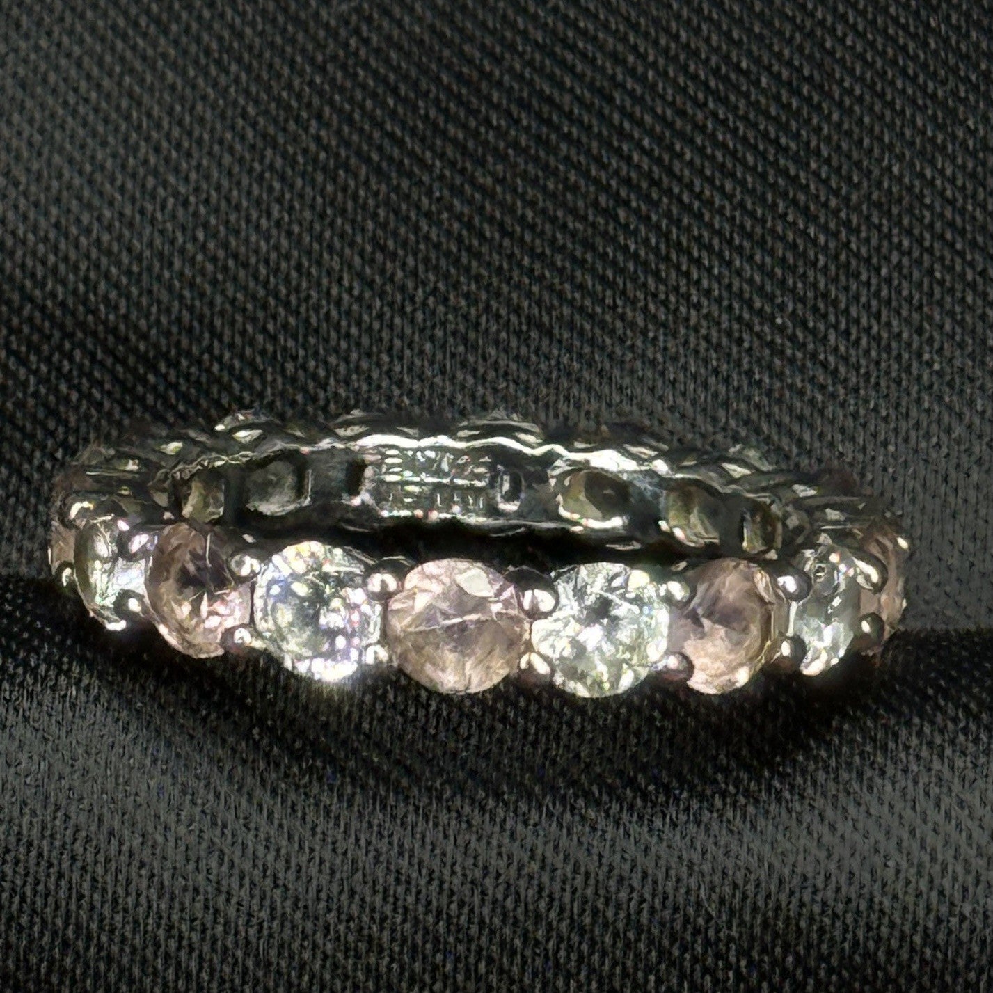 Estate Sterling Silver Ring Pink Stone CZ 925 Size 7 Eternity Infinity Band