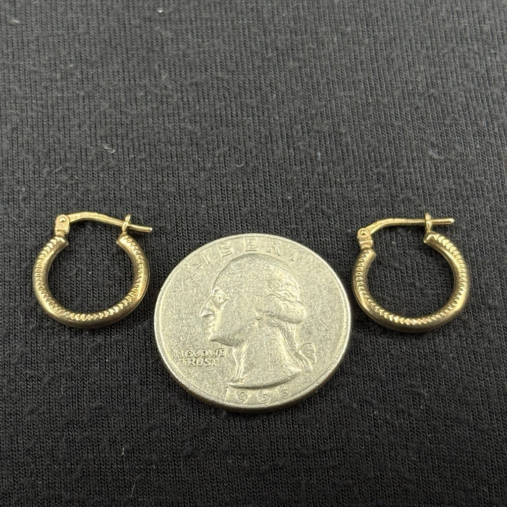 Estate Sterling Silver Earrings Mini Hoop Gold 925
