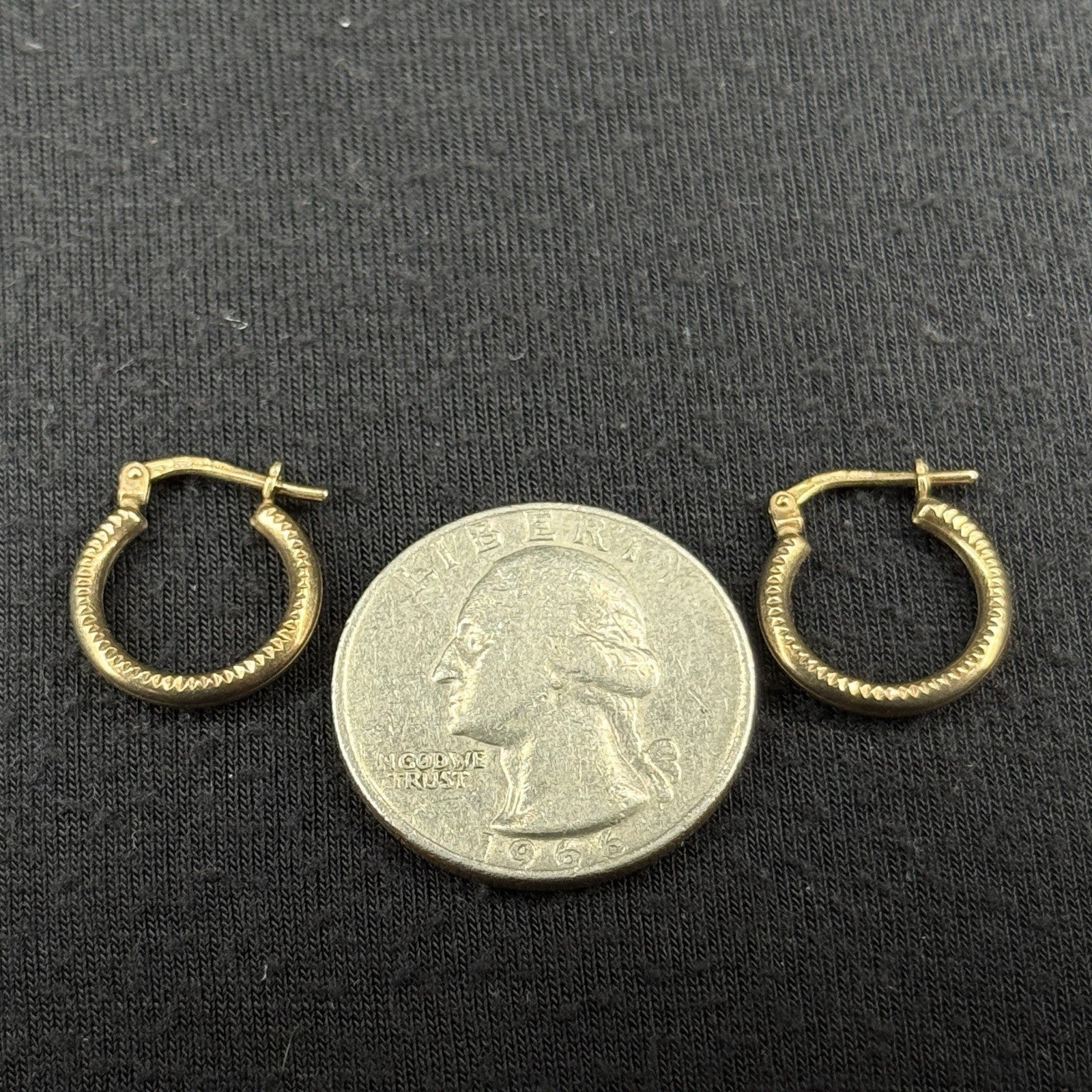 Estate Sterling Silver Earrings Mini Hoop Gold 925