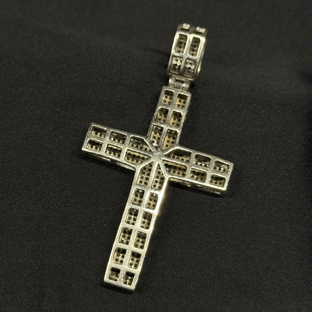 Estate Sterling Silver 925 Diamond Cross Pendant