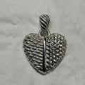 Judith Ripka Puffy Heart Sterling Silver 925 Double Sided Enhancer Pendant