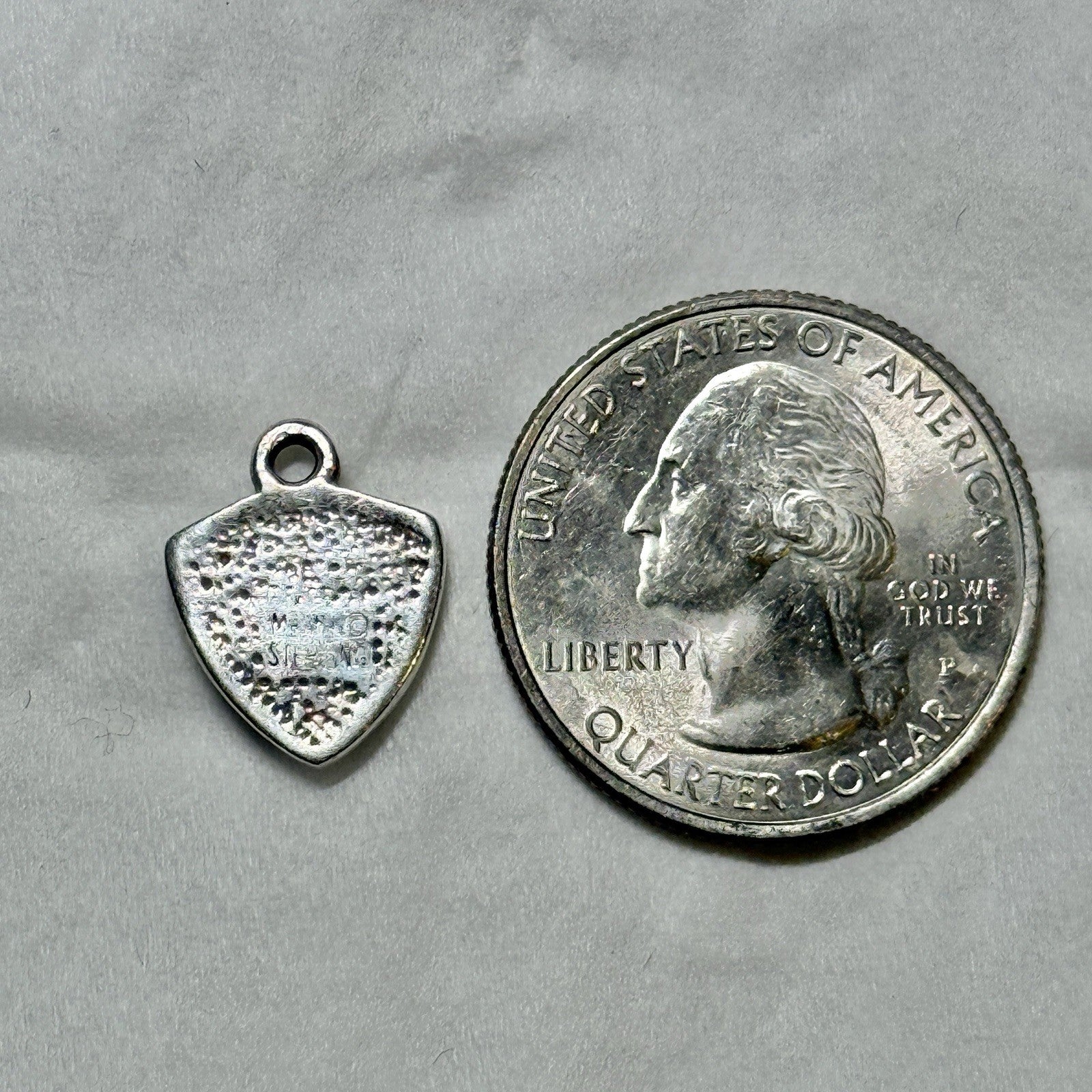 Sterling Silver Shield Lapis Inlay Pendant Vintage Signed