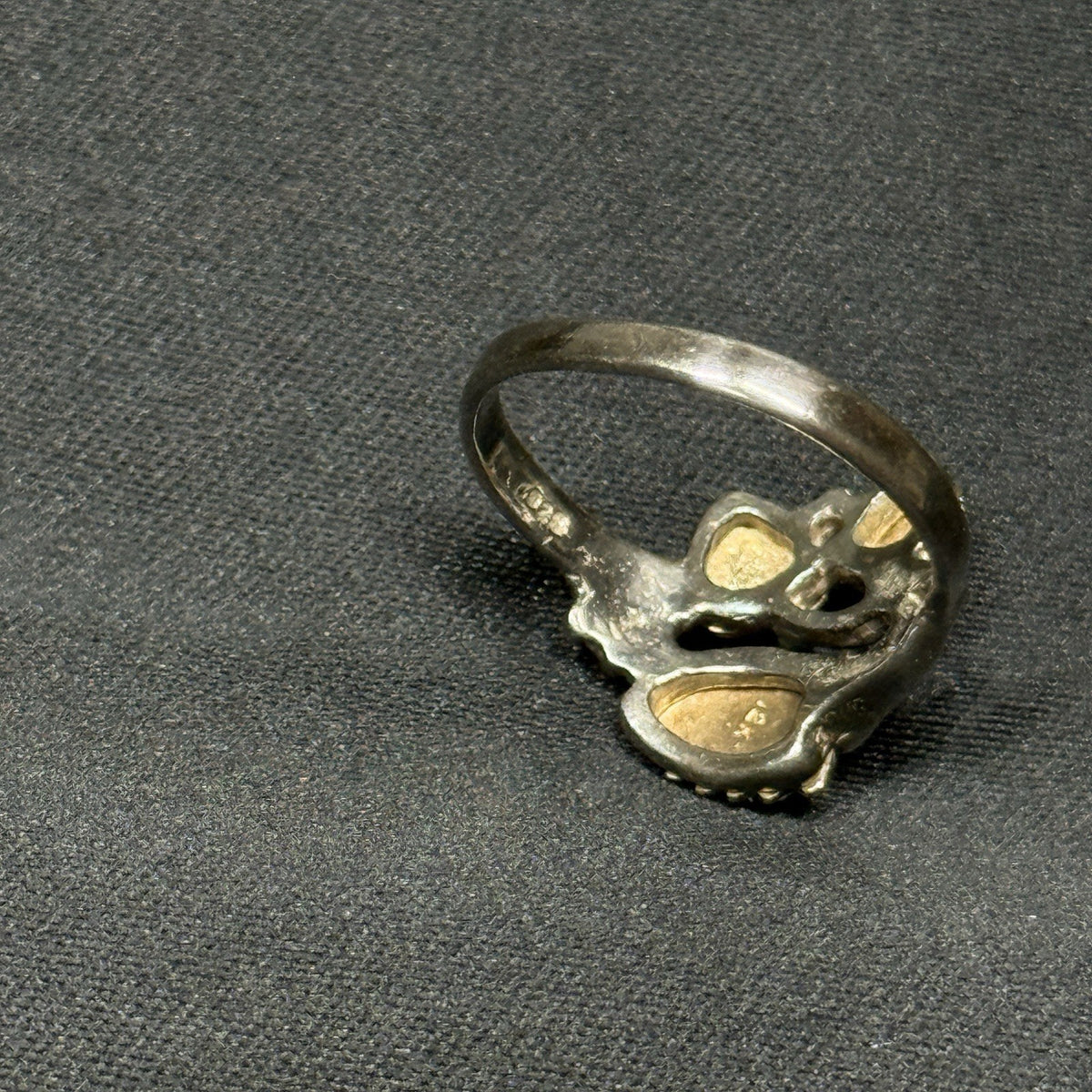 Sterling Silver & 12K Gold Leafs Black Hills Ring Size 8