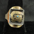 Estate Sterling Silver 18K Gold Ring Peruvian Turquoise Bird Ring Size 10