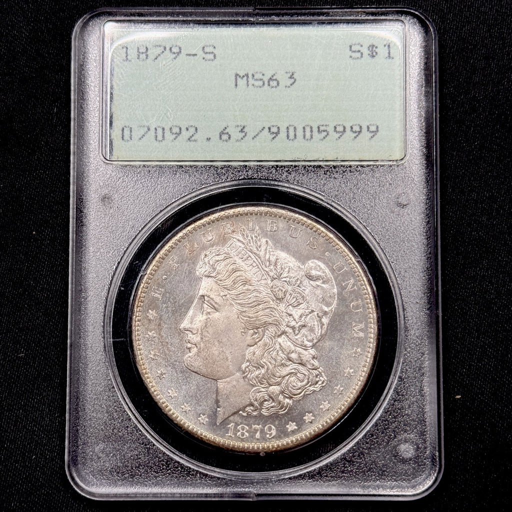 1879-S Morgan Silver Dollar PCGS MS63 Rattler Old Green Holder Reverse Toned