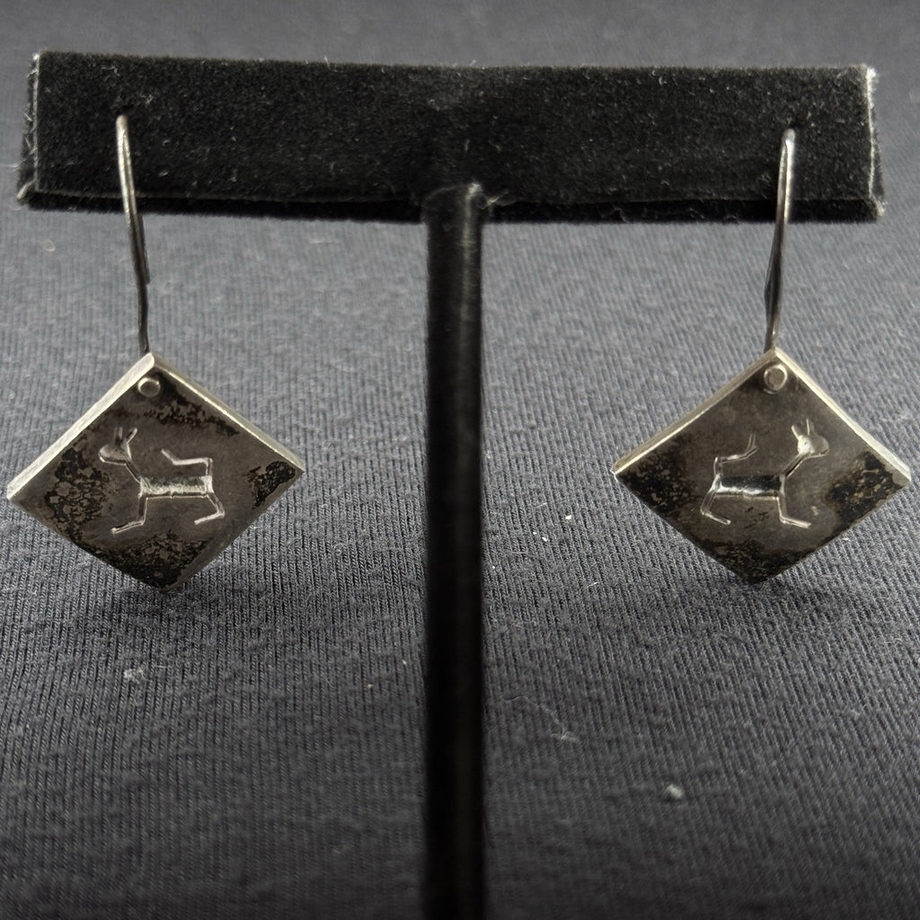 Mexico Estate Sterling Silver Earrings Dog Cat TV-114 925