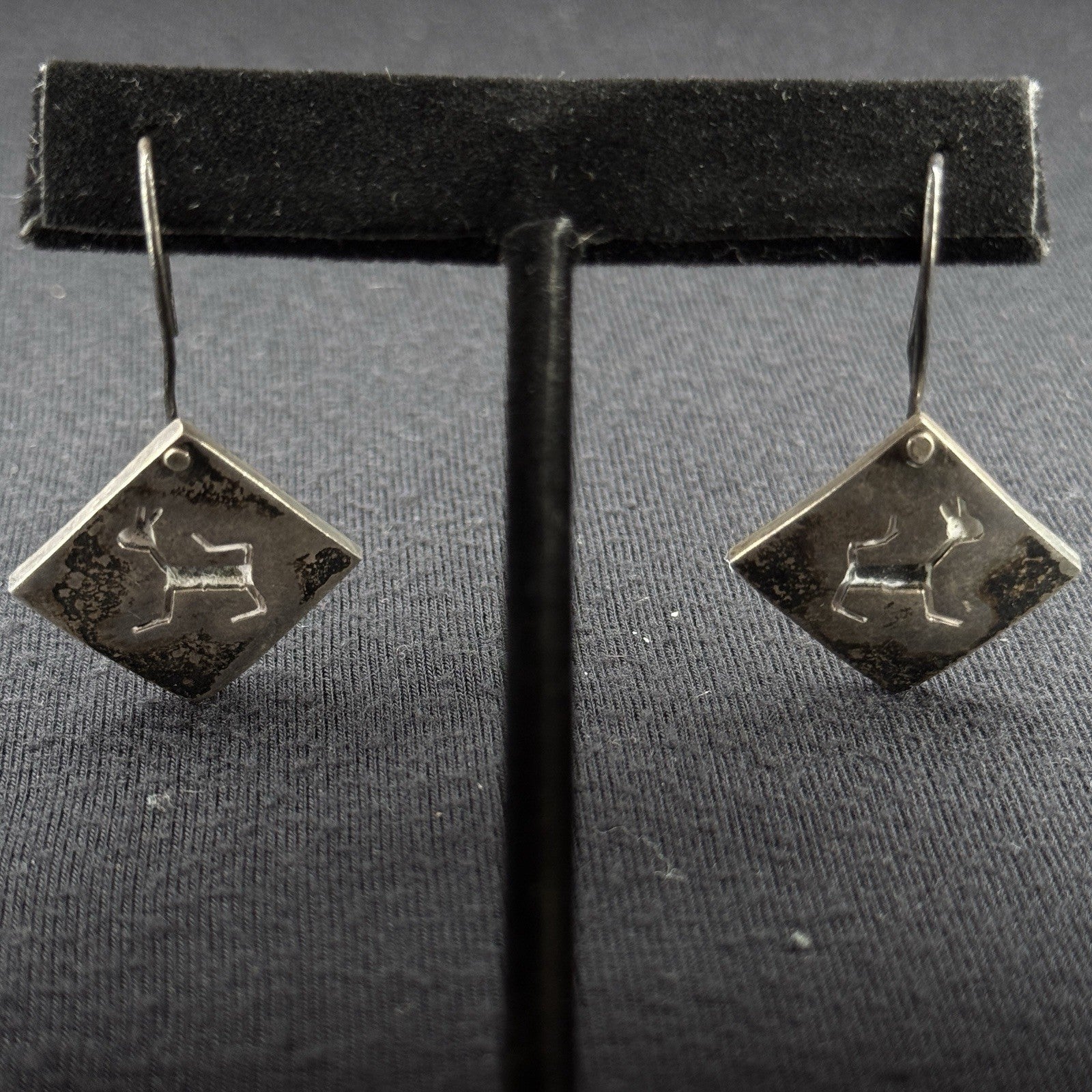 Mexico Estate Sterling Silver Earrings Dog Cat TV-114 925