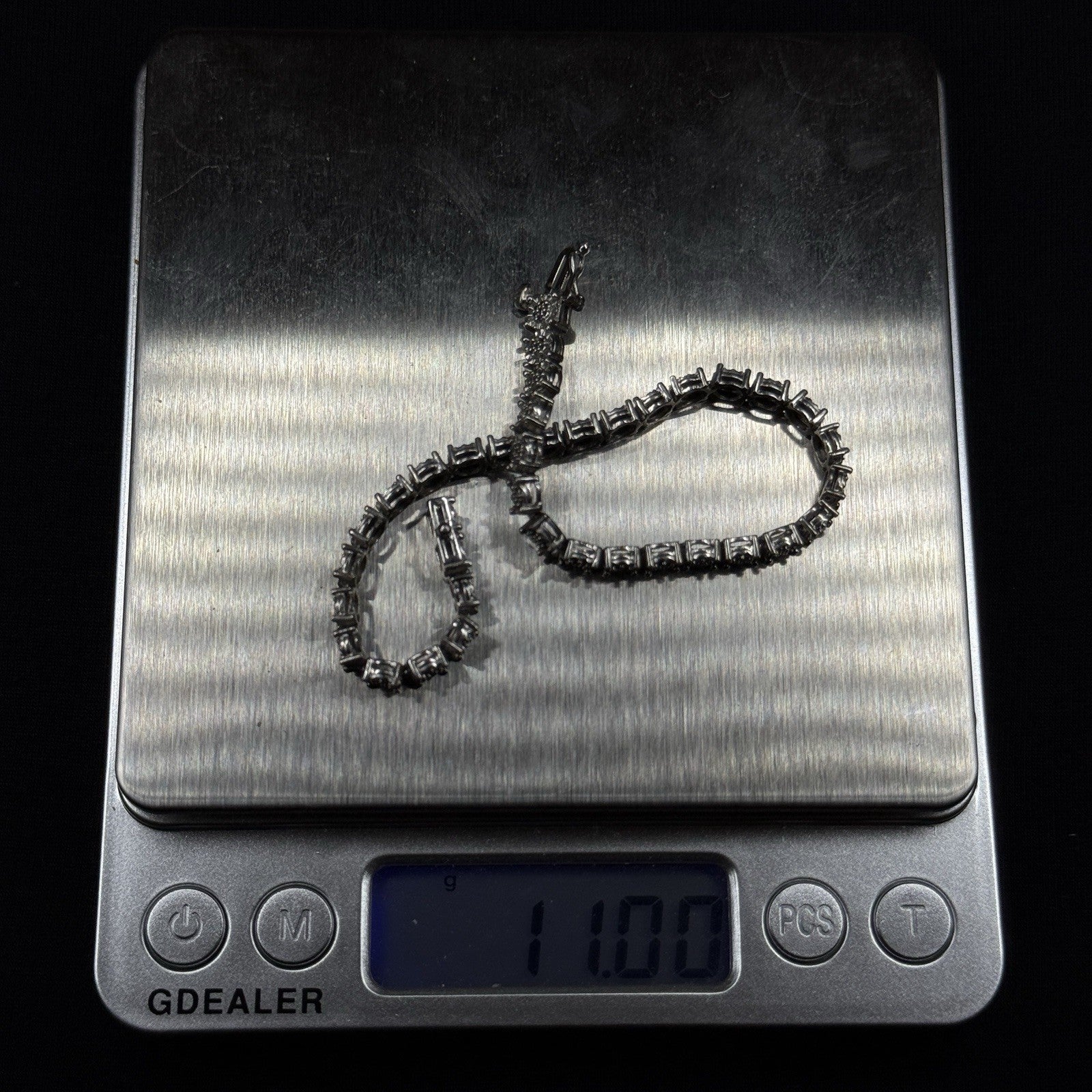 Estate Sterling Silver Tennis Bracelet Cluster 7 IN 925 UD