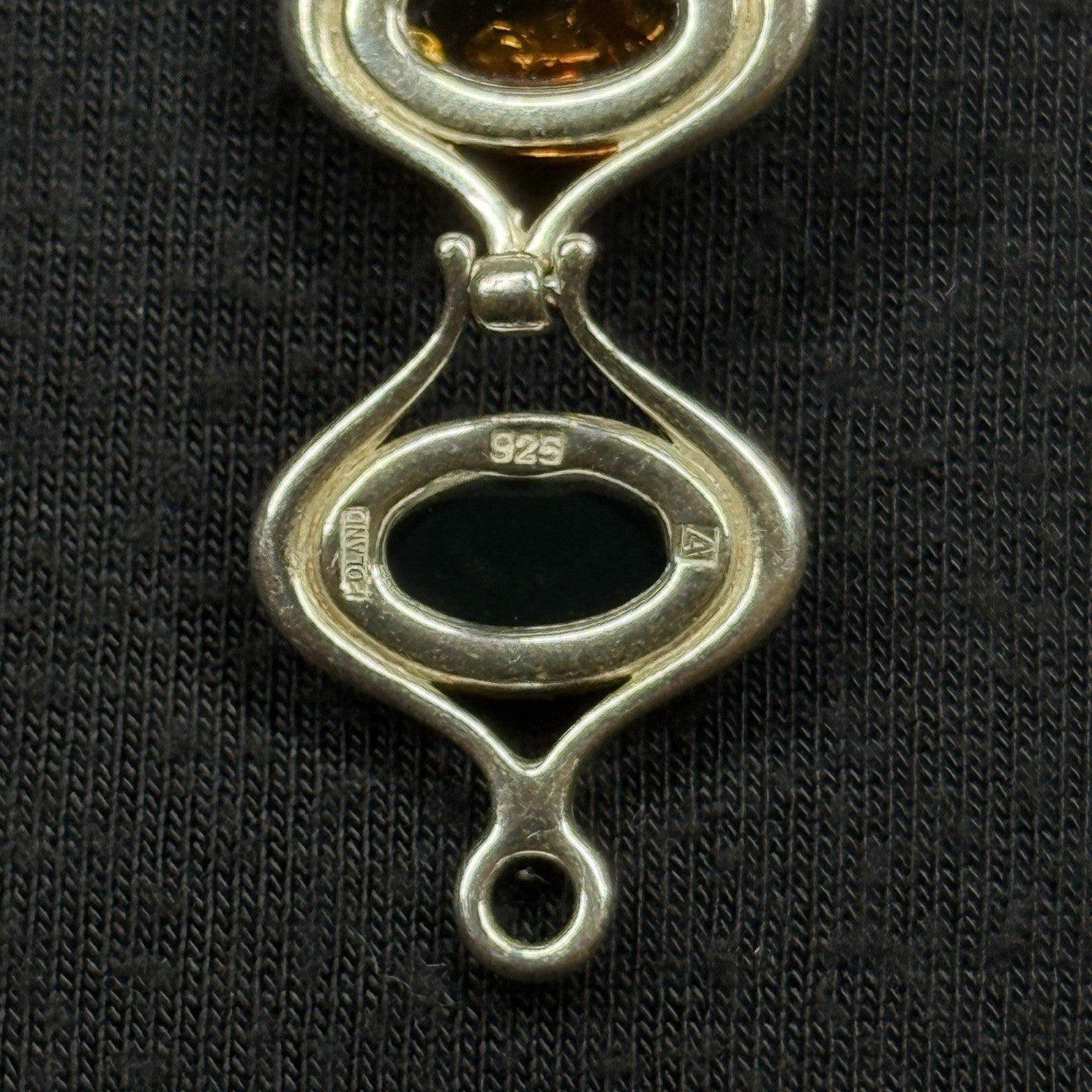Estate Sterling Silver Tri-Color Amber Oval Link Bracelet Poland 925 7.5"