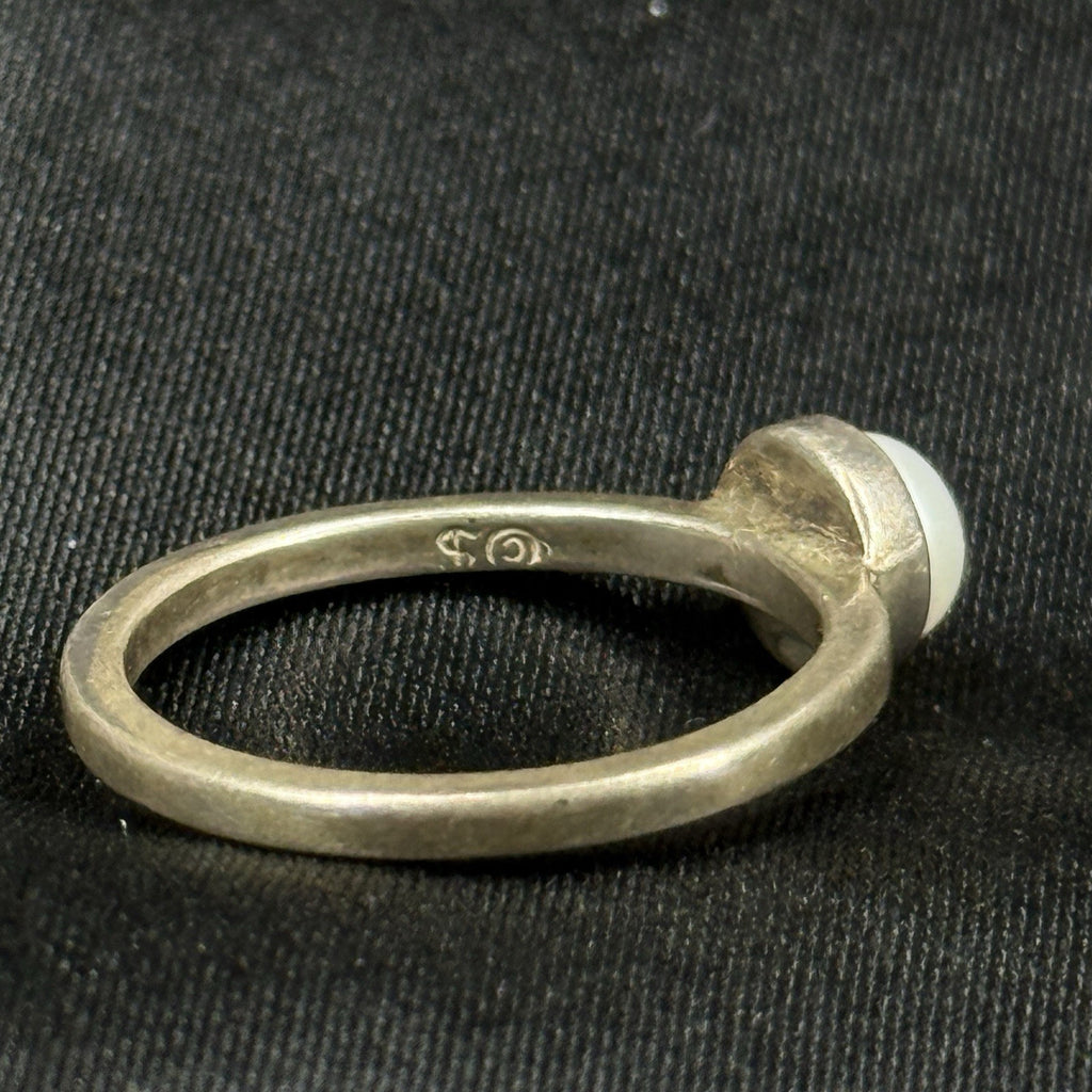Estate Sterling Silver Ring Pearl  Band Size 6.5 925