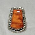 Native Running Bear Sterling Silver Signed Spiny Oyster Shell Pendant 925 RB