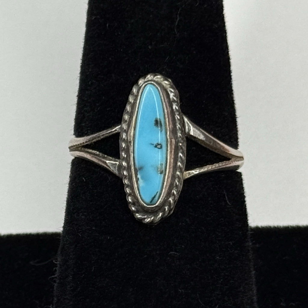 Native American Style Sterling Silver Ring Turquoise 925 Size 6.5 Unsigned