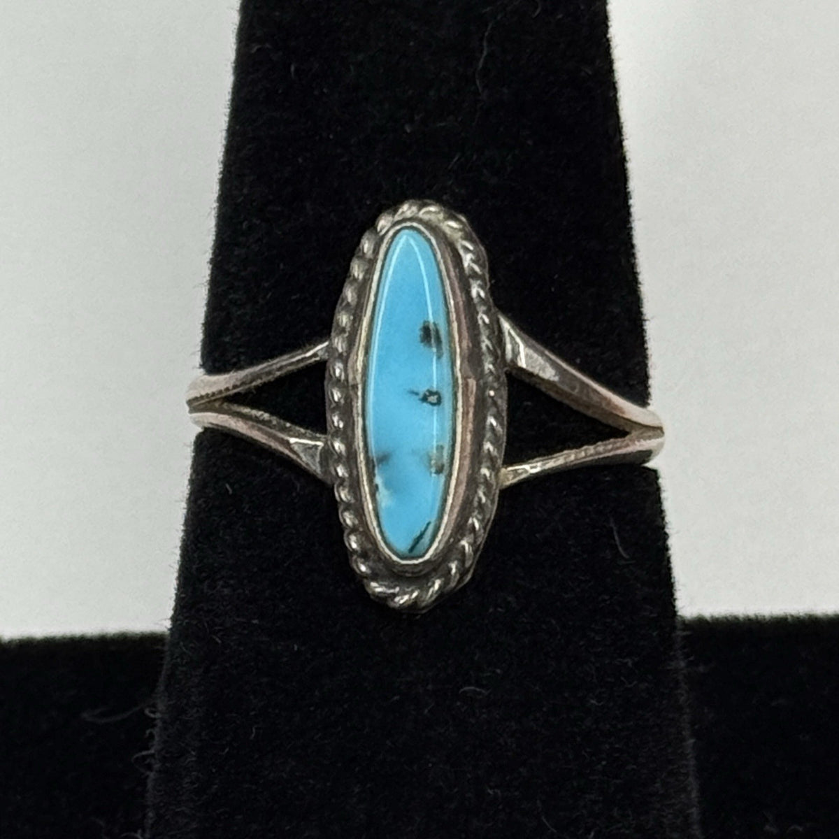Native American Style Sterling Silver Ring Turquoise 925 Size 6.5 Unsigned