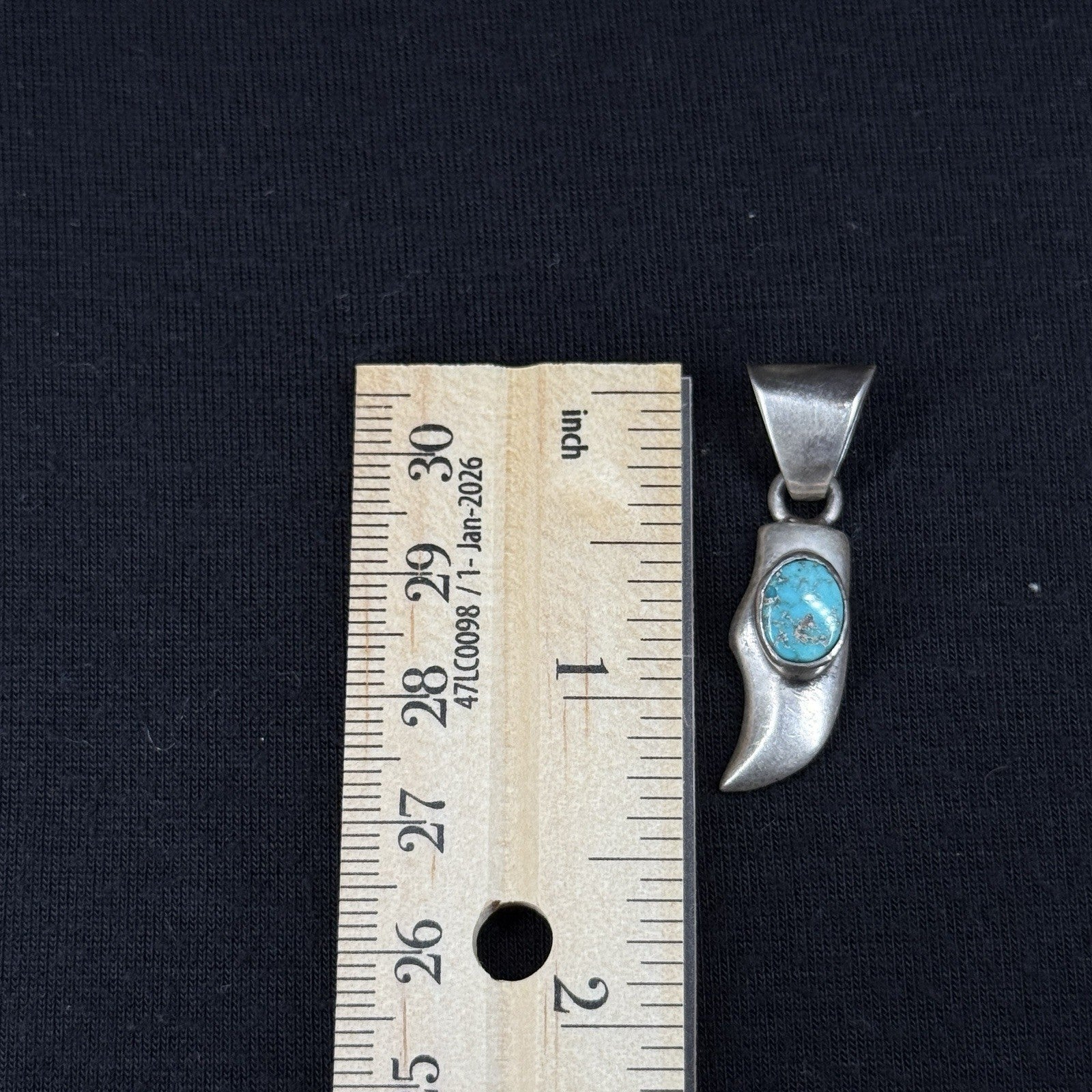 Estate Sterling Silver Pendant Native Claw Turquoise 925 1.25