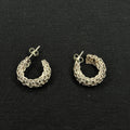 Estate Sterling Silver Earrings Wide Mesh Hoop Stud 925