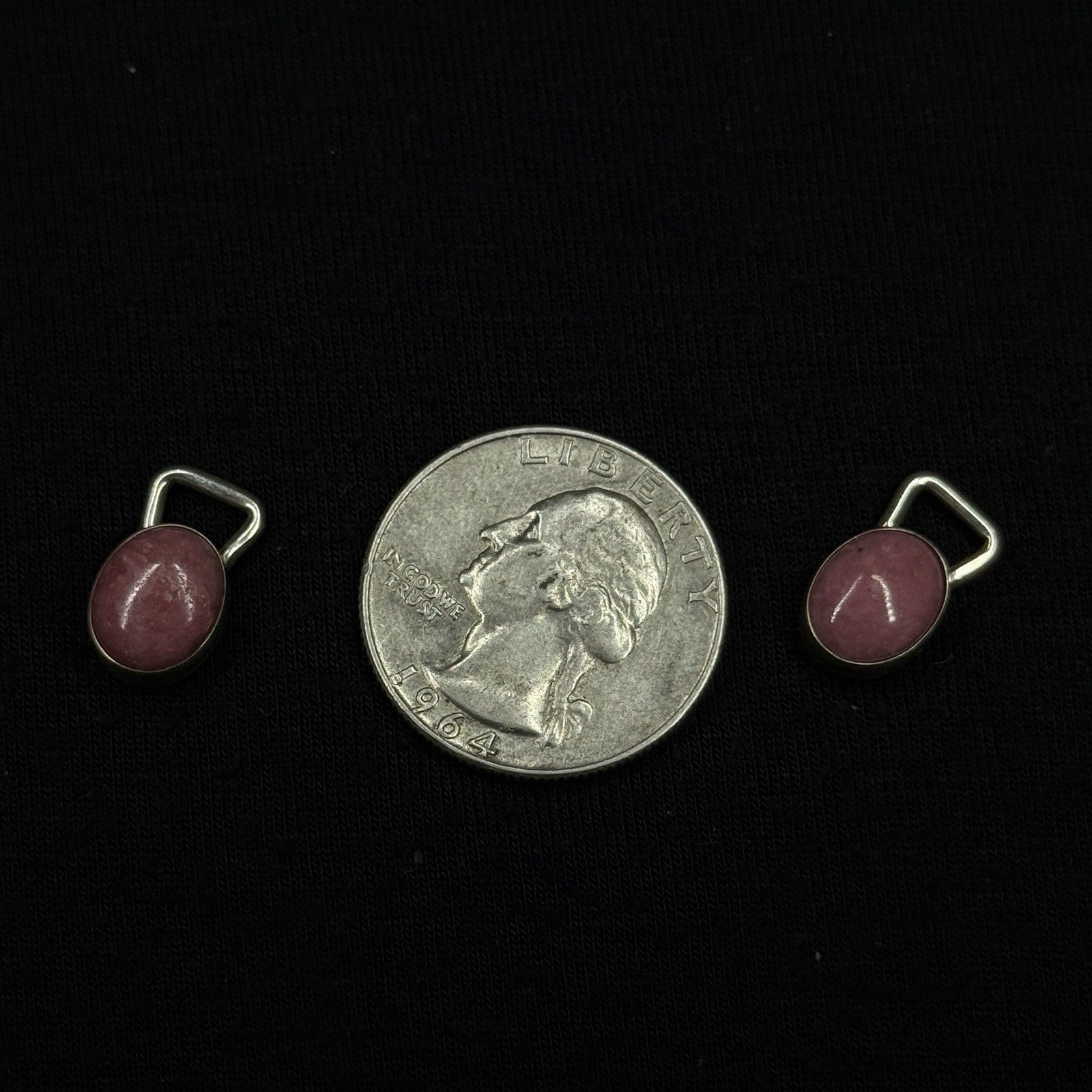 Joseph Esposito Sterling Silver Earring Charm Cabochon Rhodochrosite