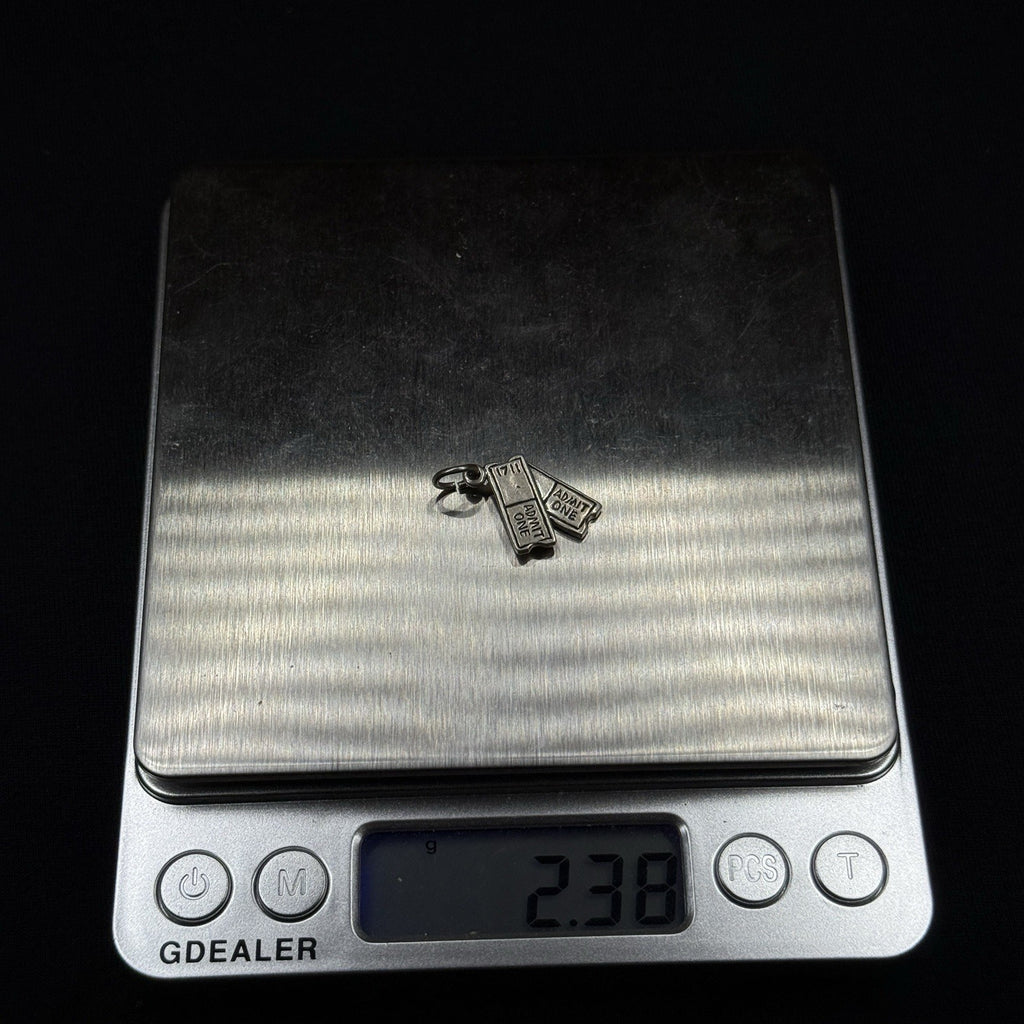 Vintage Sterling Silver Tickets For 2 Charm Pendant 925