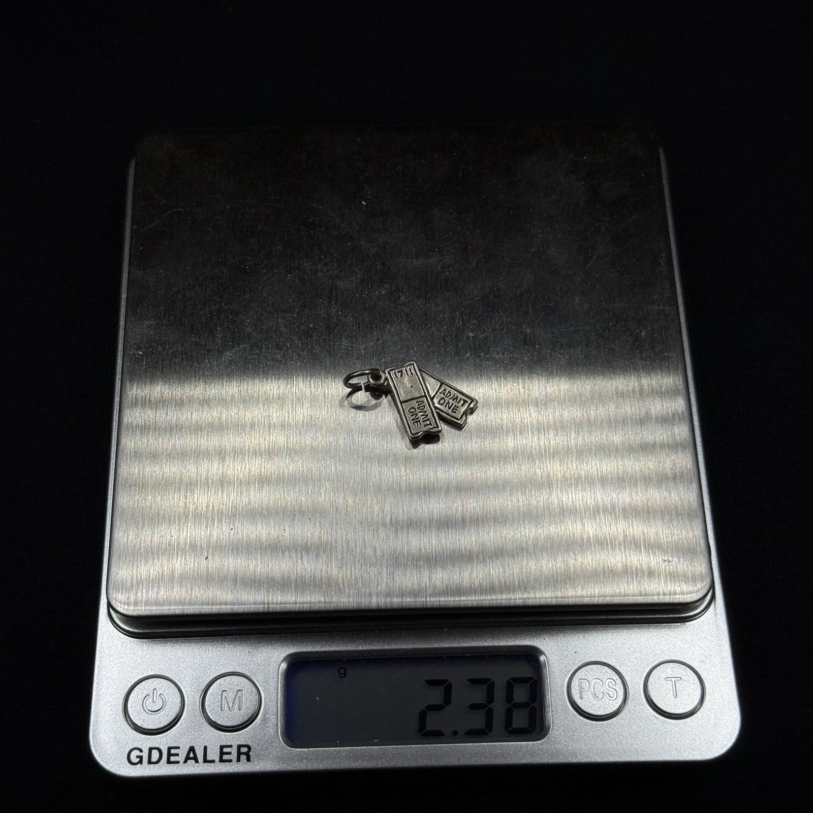 Vintage Sterling Silver Tickets For 2 Charm Pendant 925