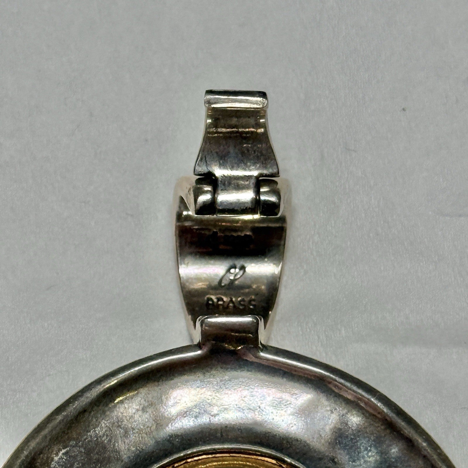Relios/Carolyn Pollack Sterling & Brass  Large Brown Marbled Jasper Pendant