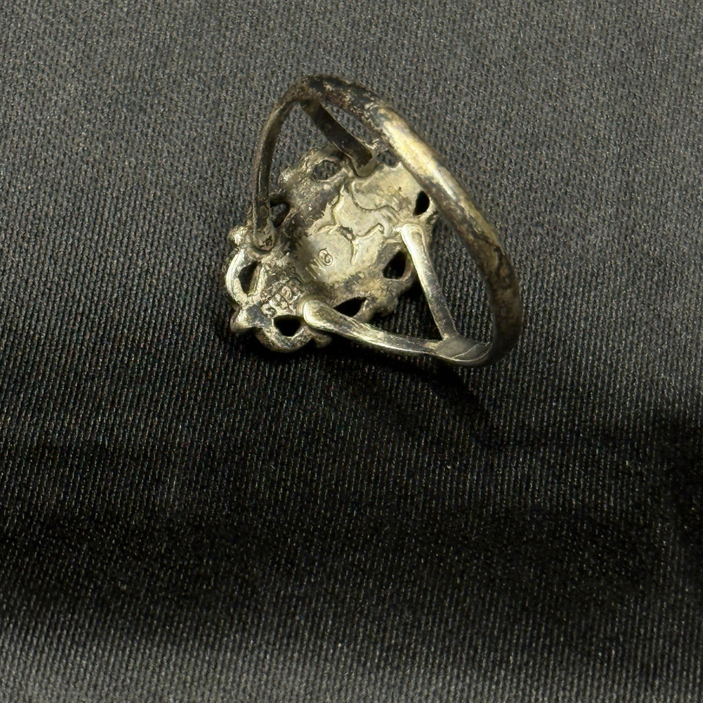Native American Sterling Silver Ring Navajo Inlay Signed Sadie Calvin Size 7.5