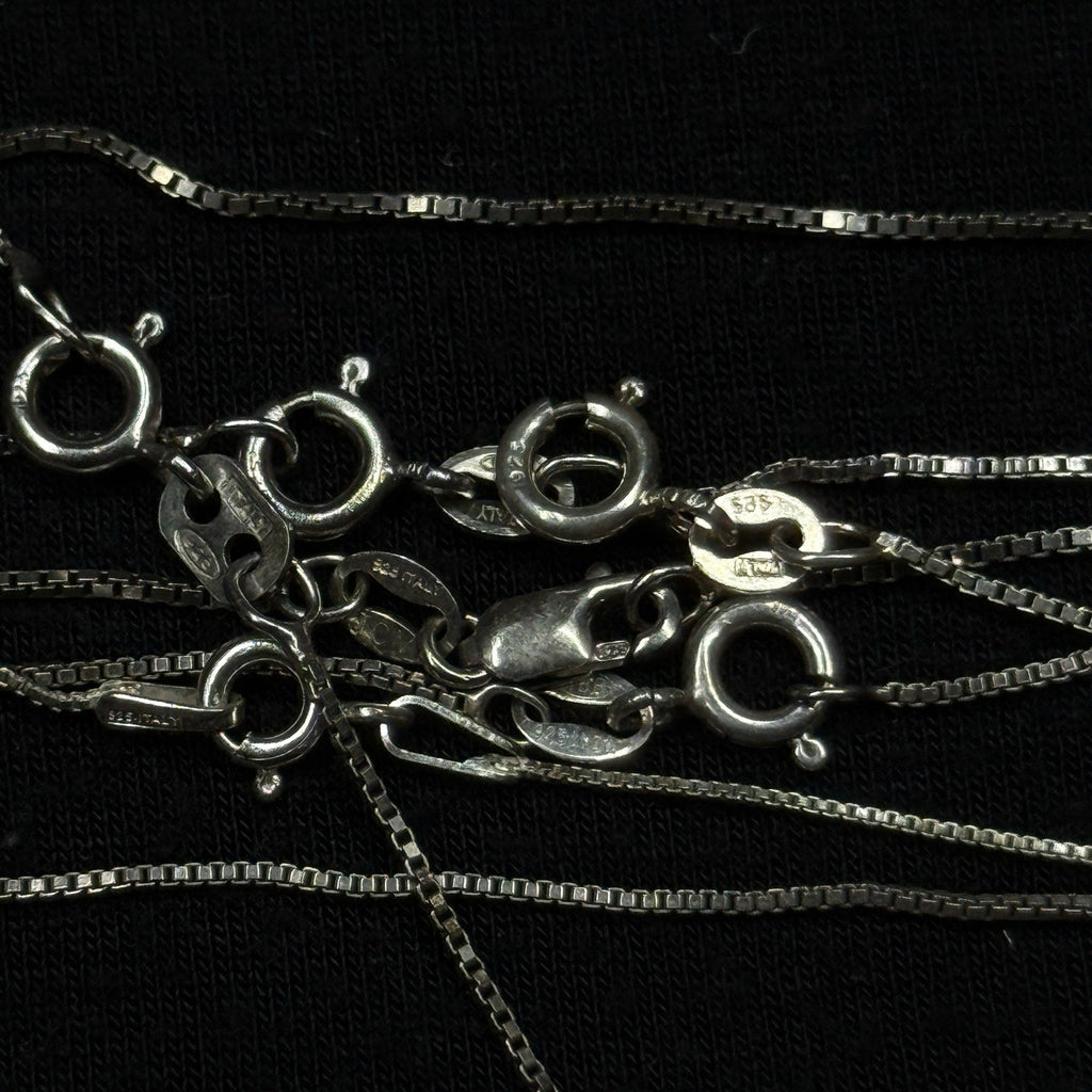 Lot Of 6 Sterling Silver Box Link Chains 925 Various Sizes 11 Grams
