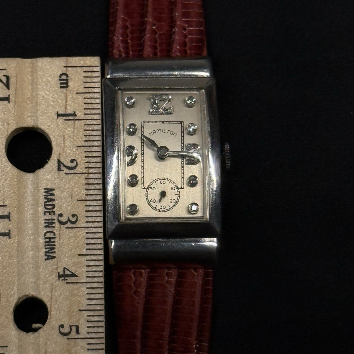 Estate Hamilton Platinum Manual Wind Diamond Dial Men's Wrist Watch 19J