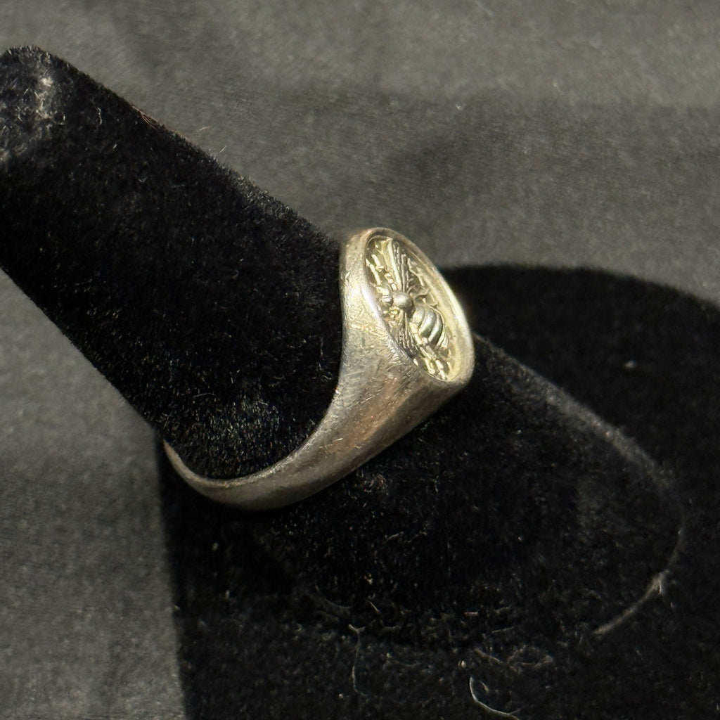 Estate Sterling Silver Ring Bumble Bee Signet Size 6.25 925