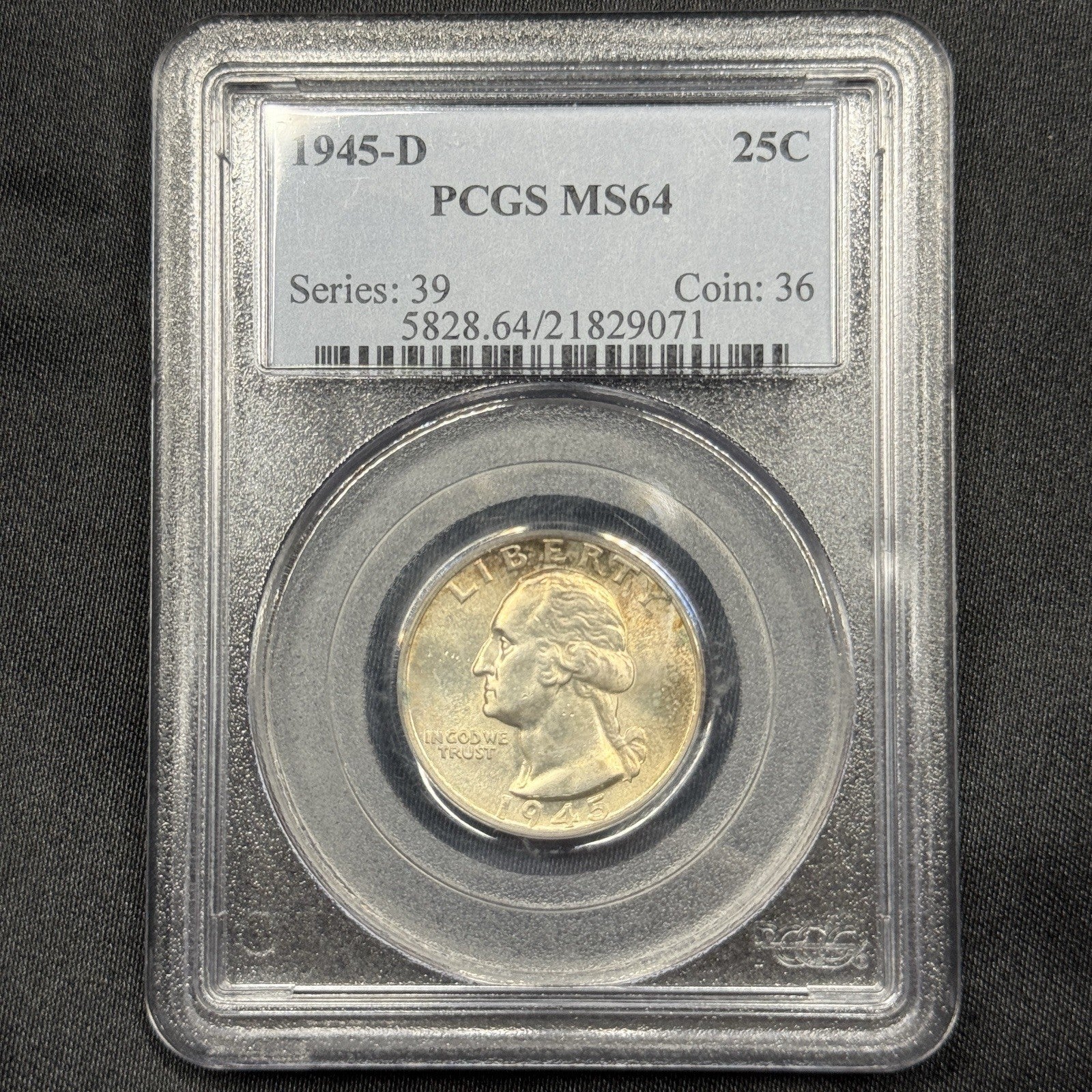 1945-D Washington Quarter PCGS MS64 Silver WWII Era