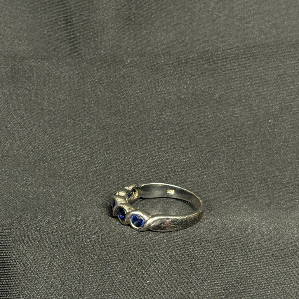 Estate Sterling Silver Twist Band Sapphire Size 7 925