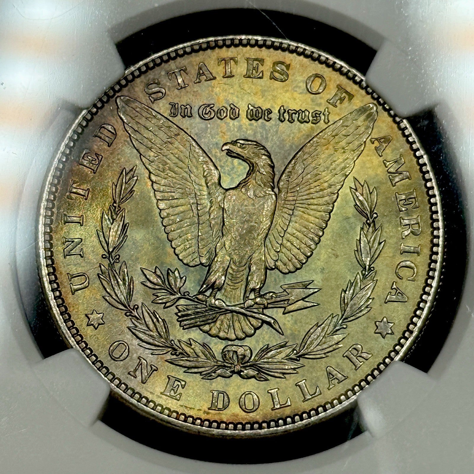 1887 Morgan Silver Dollar NGC MS64 Toned Reverse Mount