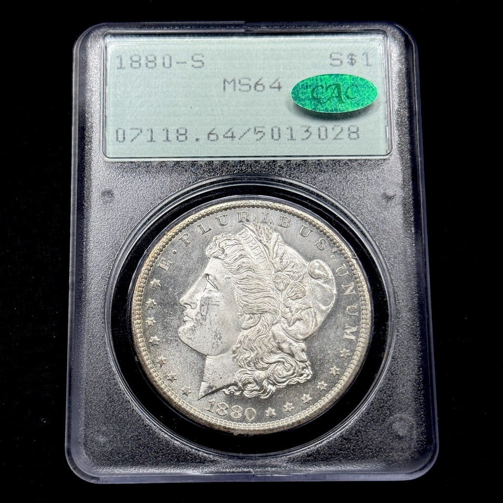 1880-S Morgan Silver Dollar PCGS MS64 CAC Rattler Prooflike Old Green Holder