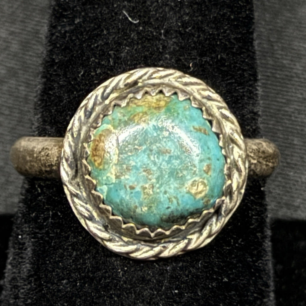 Native American Style Sterling Silver Ring Turquoise Size 7.25 Unsigned