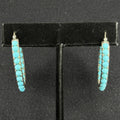 Estate Sterling Silver Earrings Turquoise Hoop SX 925