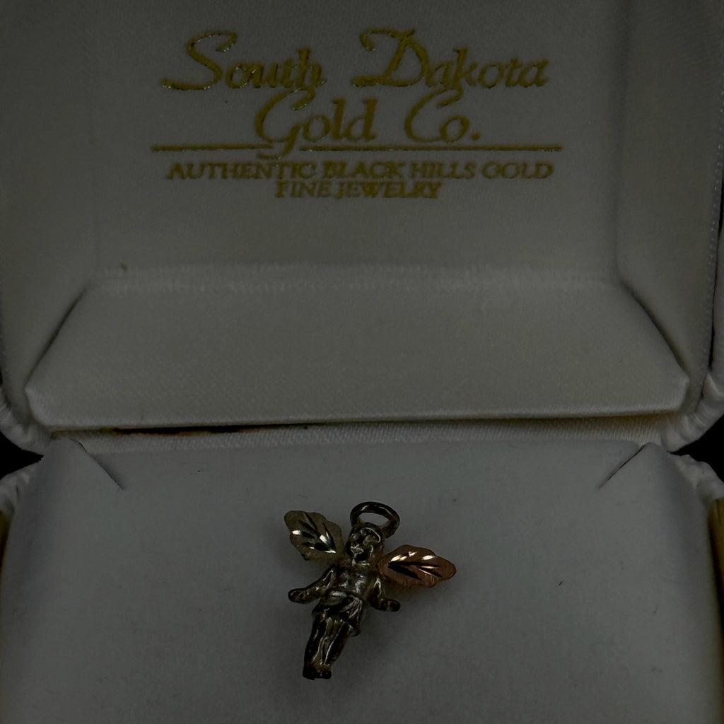 Vintage Black Hills South Dakota Gold Co Sterling Angel Pin Box And Paper