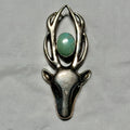 Vintage Victoria Adams Sterling Turquoise Deer Head Pendant Southwestern Style