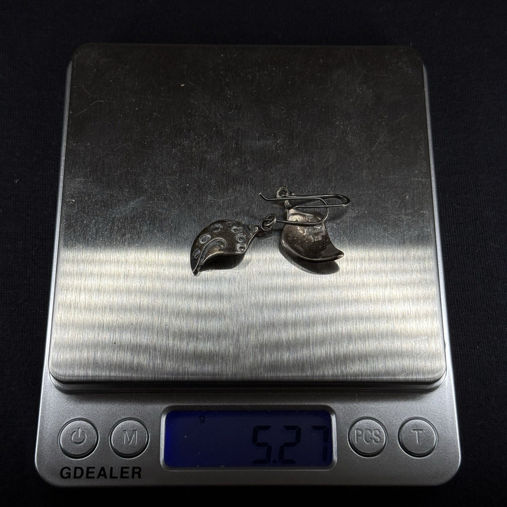 Estate Sterling Silver Earrings Seashell Drop 925 Signed