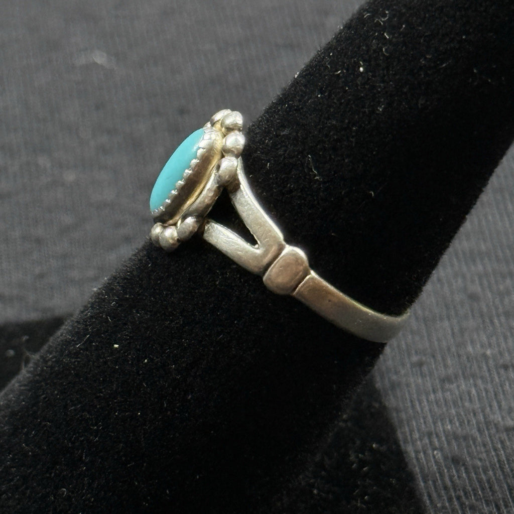 Native Turquoise Sterling Silver Ring Size 6 925 Bell Trading Post Elongated