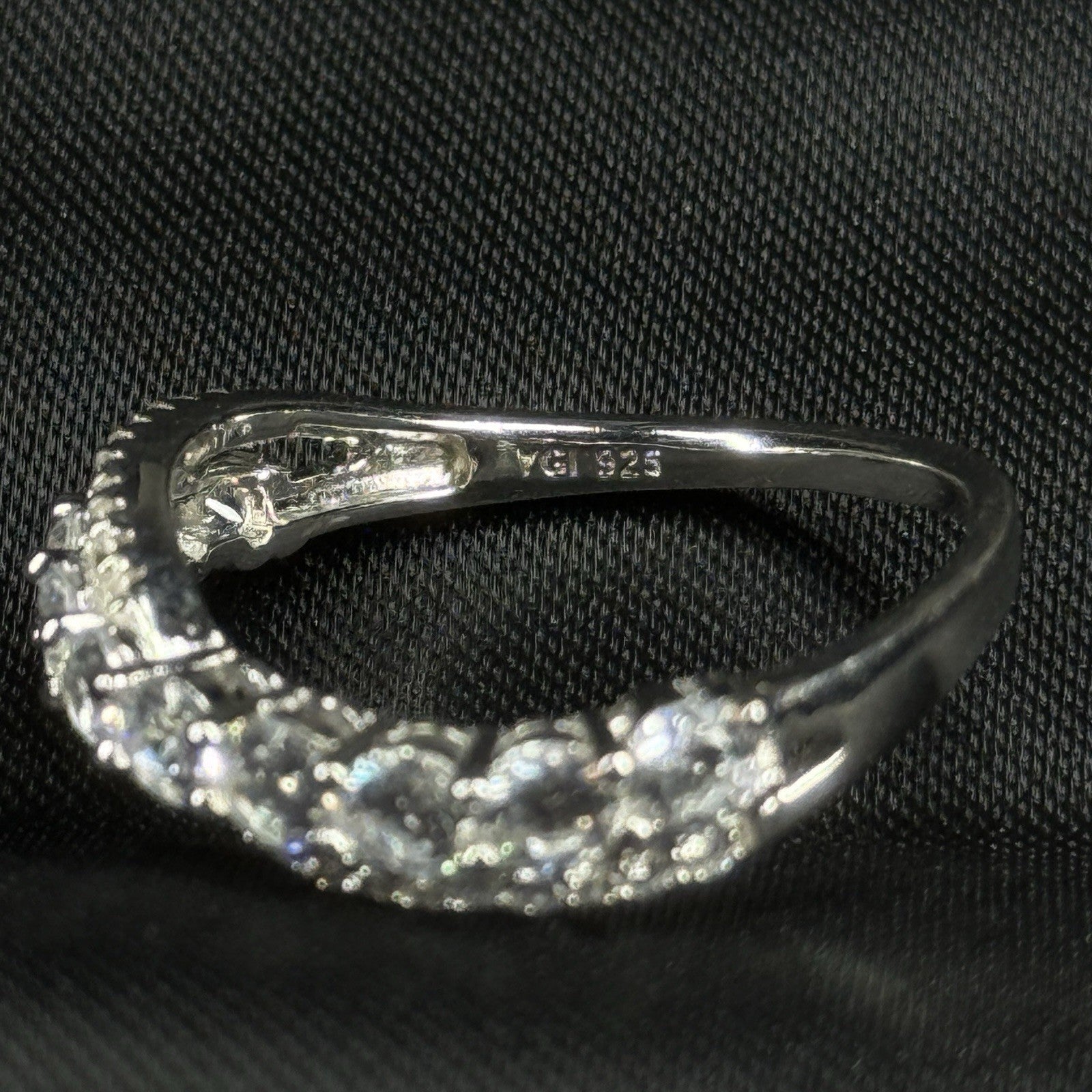 Estate Sterling Silver Ring 925 Size 7.75 CZ Infinity Weave YGI