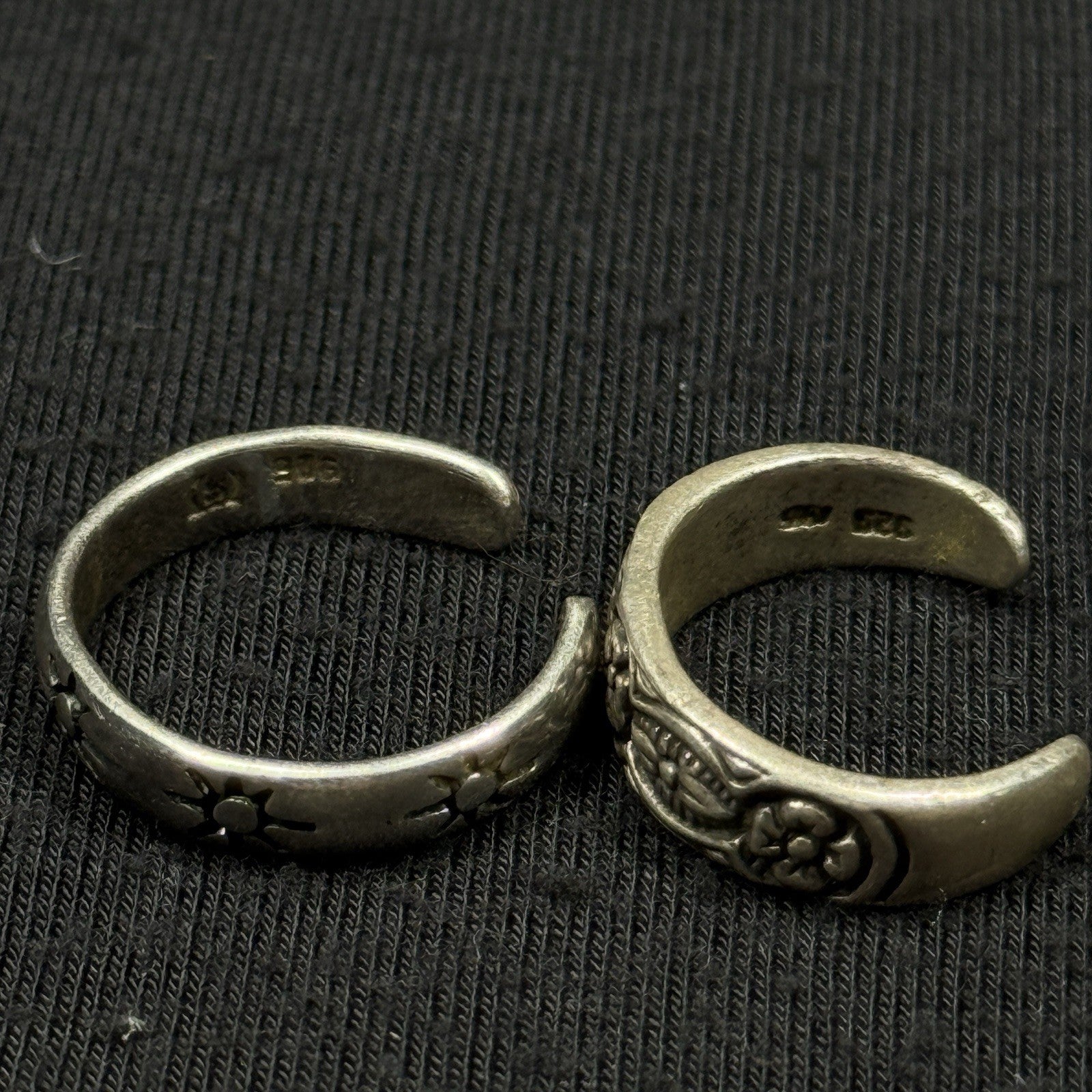 Estate Lot of 2 Sterling Silver 925 Toe Rings Adjustable