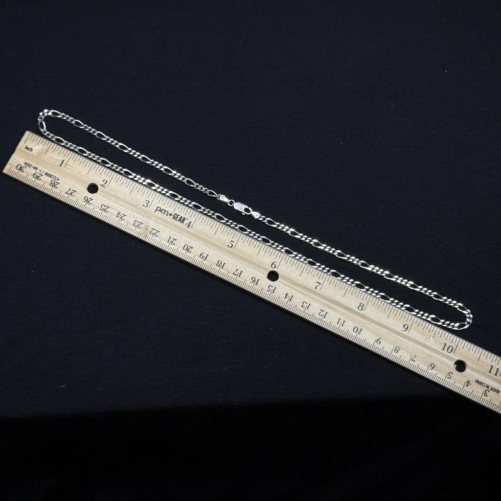 Estate Sterling Silver Figaro Necklace Chain Vintage 925 14.5 Grams 20.5IN