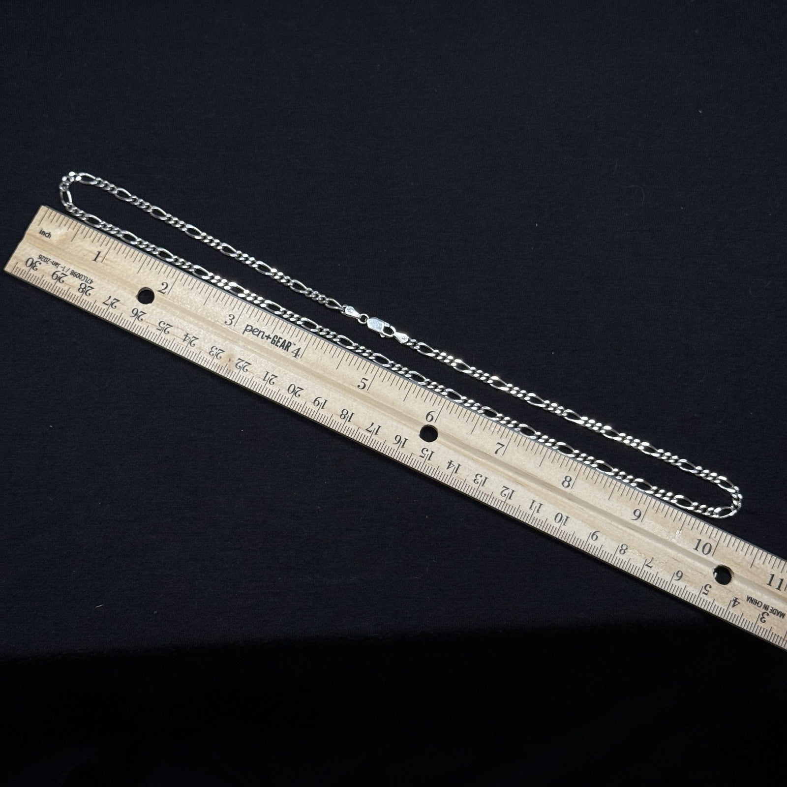 Estate Sterling Silver Figaro Necklace Chain Vintage 925 14.5 Grams 20.5IN