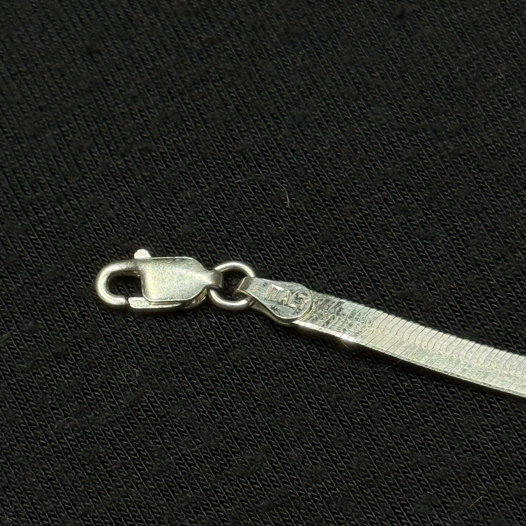 Estate Sterling Silver Flat Herringbone Chain Necklace 6.4g 18IN