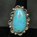 Native American Style Sterling Silver Ring Turquoise Size 6 Unsigned