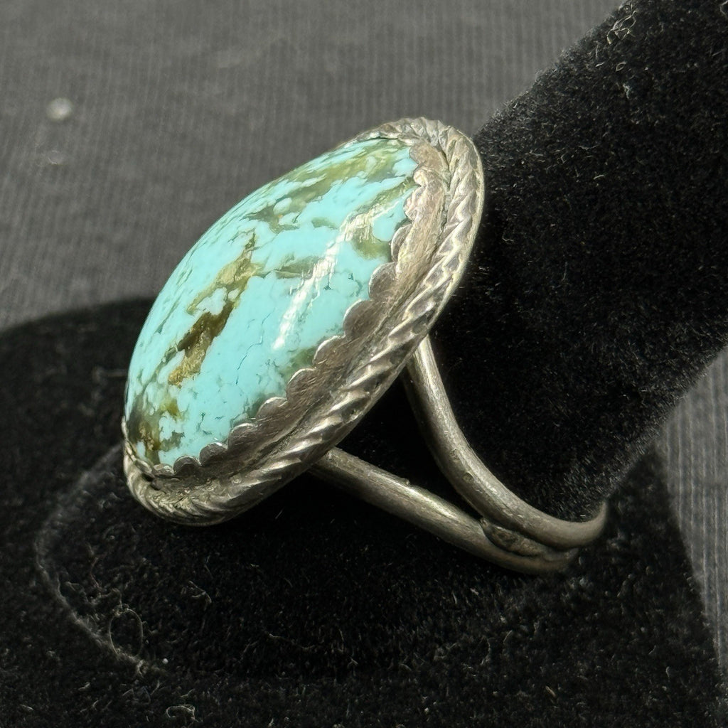 Native Large Turquoise Sterling Silver Ring Size 9.5 925