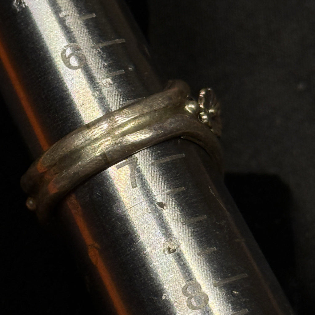 Native American Sterling Silver Ring Pink Fire Opal Signed Nila Johnson Sz 6.75