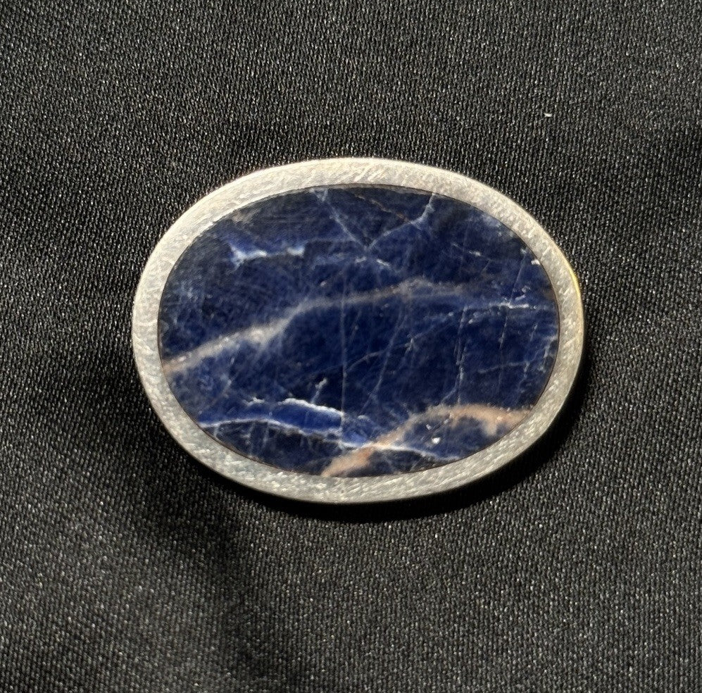 925 Sterling Silver Vintage Mexico Sodalite Broach&Pendant Signed TL-38