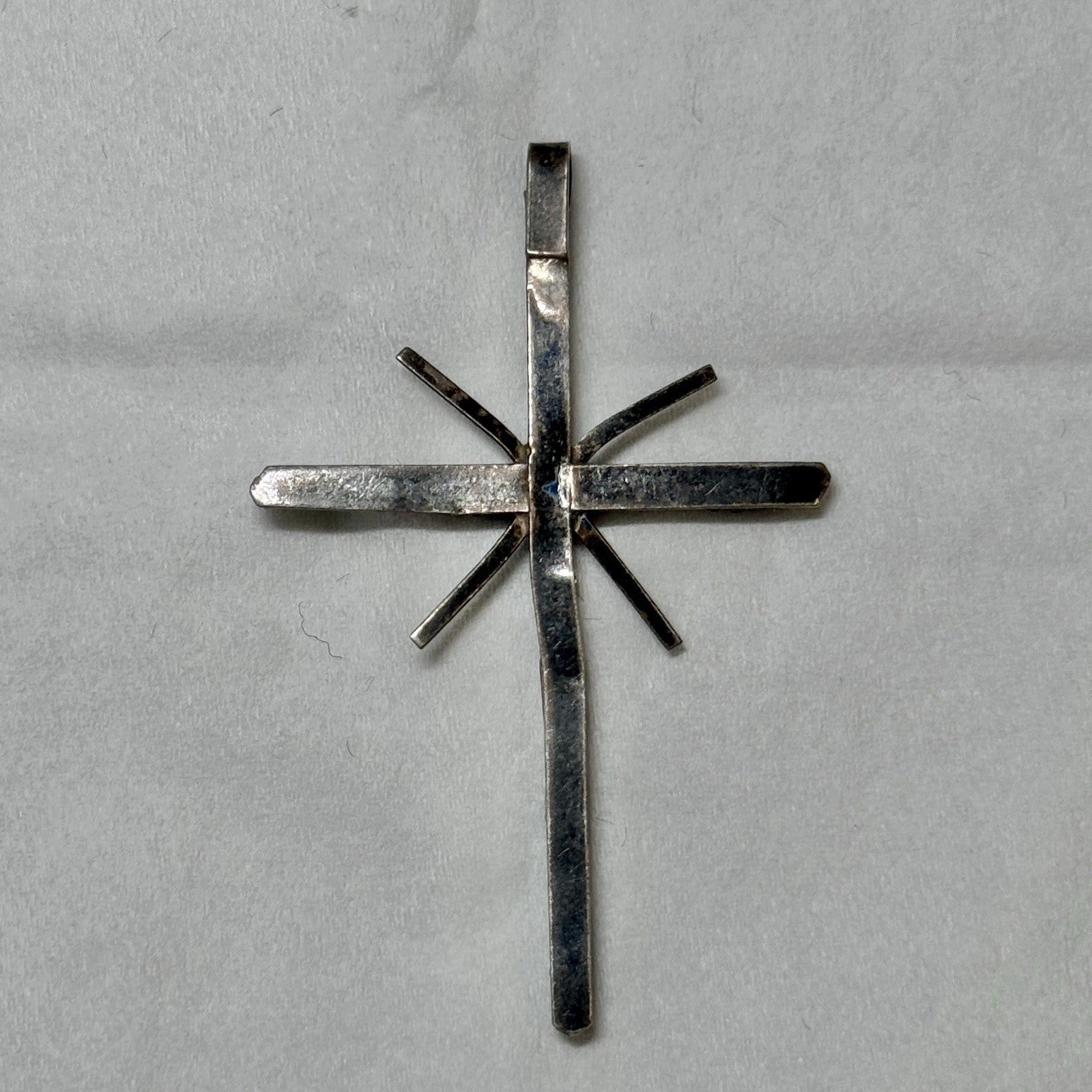 Vintage Native American Indian Navajo Cross Sterling Silver Turquoise Pendant