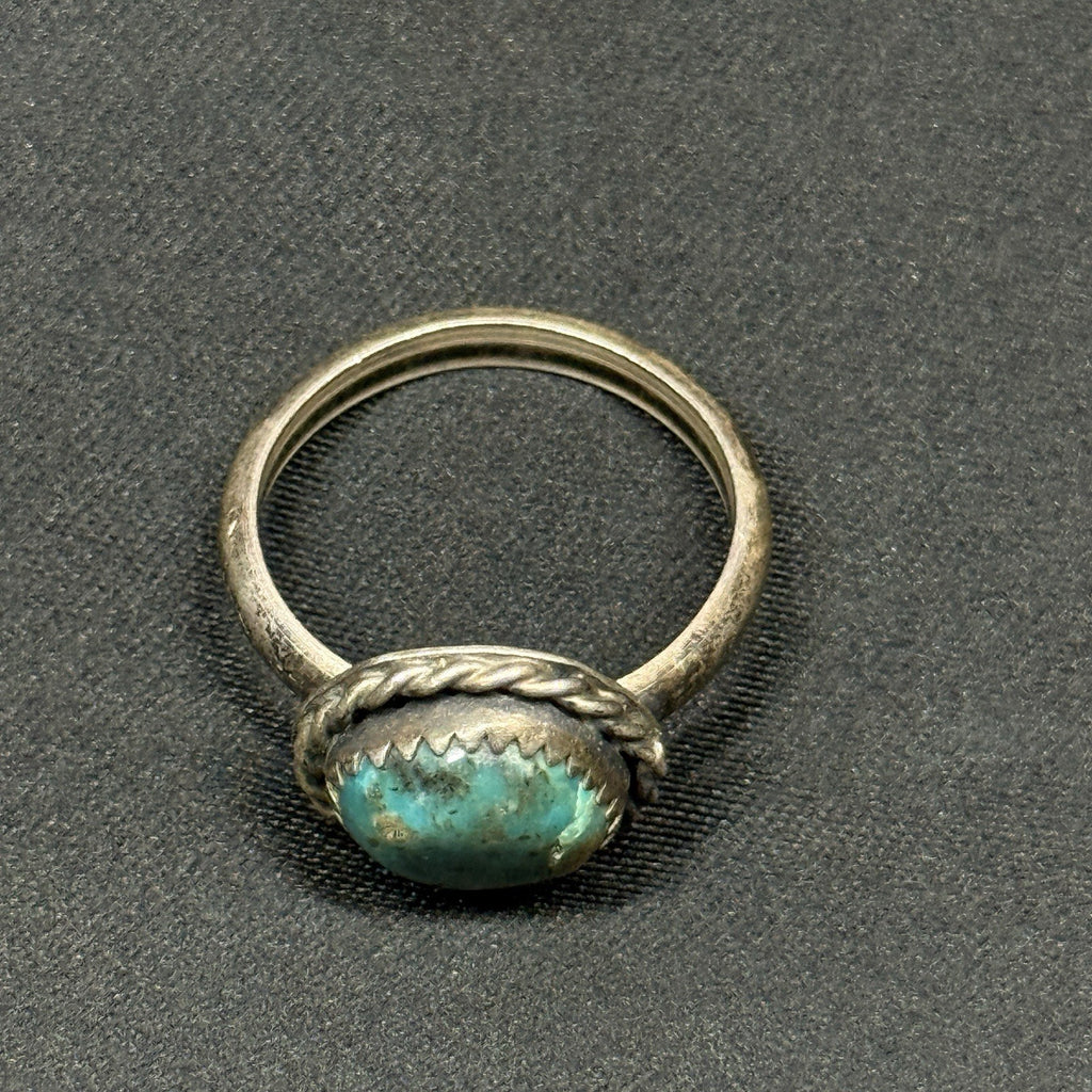 Native American Style Sterling Silver Ring Turquoise Size 7.25 Unsigned