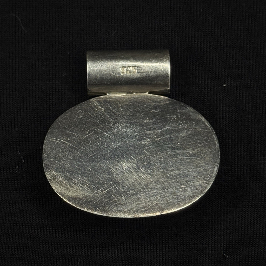 Vintage Sterling Silver Large Black Oynx Pendant 925 Chipped 27g